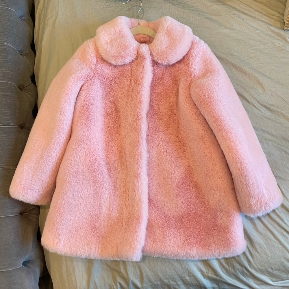 Like New Beautiful Janie & Jack Faux Fur Pink Coat